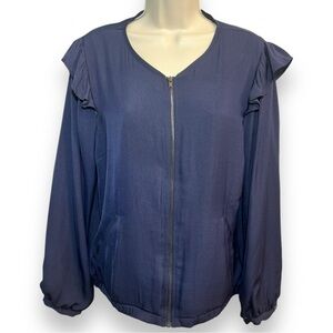 Lauren Conrad Women’s Ruffle Shoulder Flight Jacket Navy Size 14